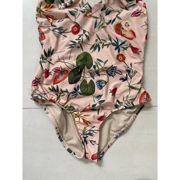 Free Press Swim One Piece Swimsuit Floral Print Plunge Swimwear - Picture 4 of 9